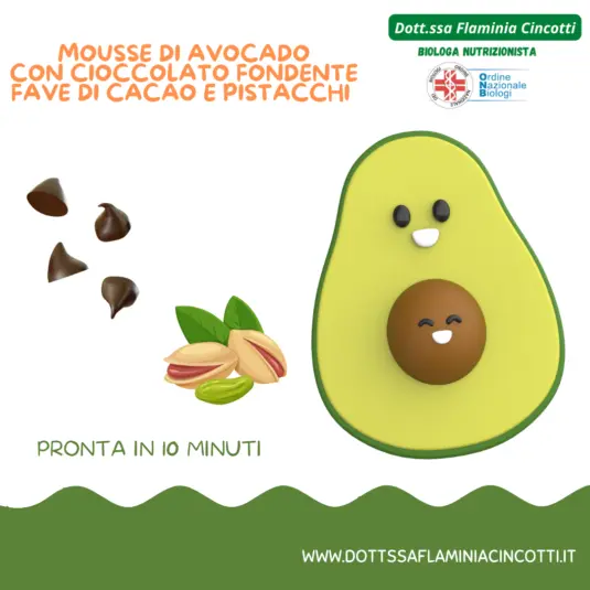 Mousse di Avocado con Cioccolato Fondente, Favi di Cacao e Pistacchi